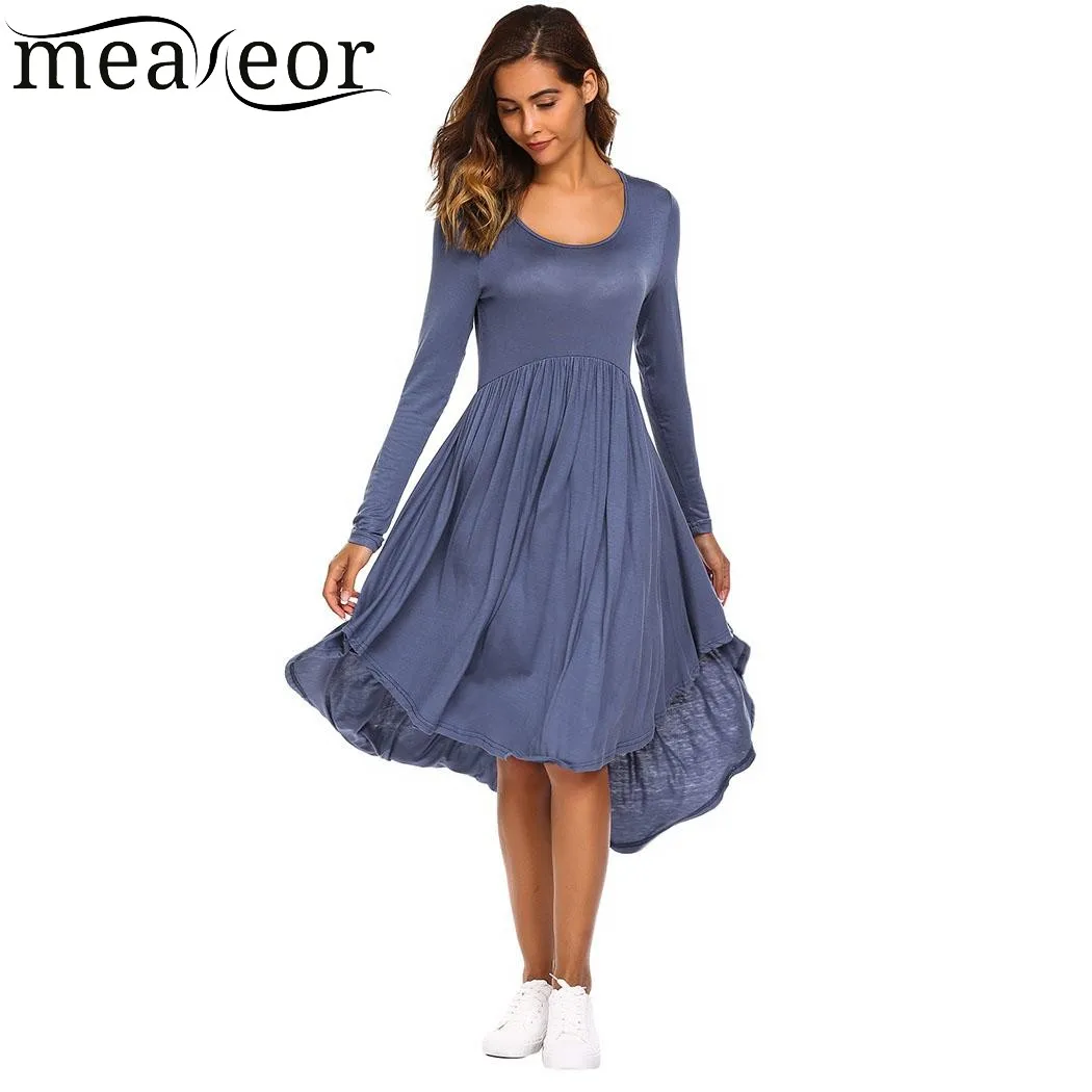 Женское асимметричное плиссированное платье Meaneor повседневное эластичное