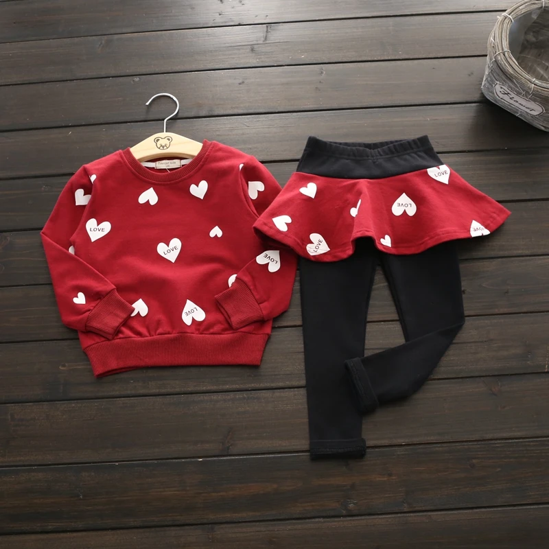 Комплекты одежды для маленьких девочек Осень-зима 2017 детская одежда футболка +