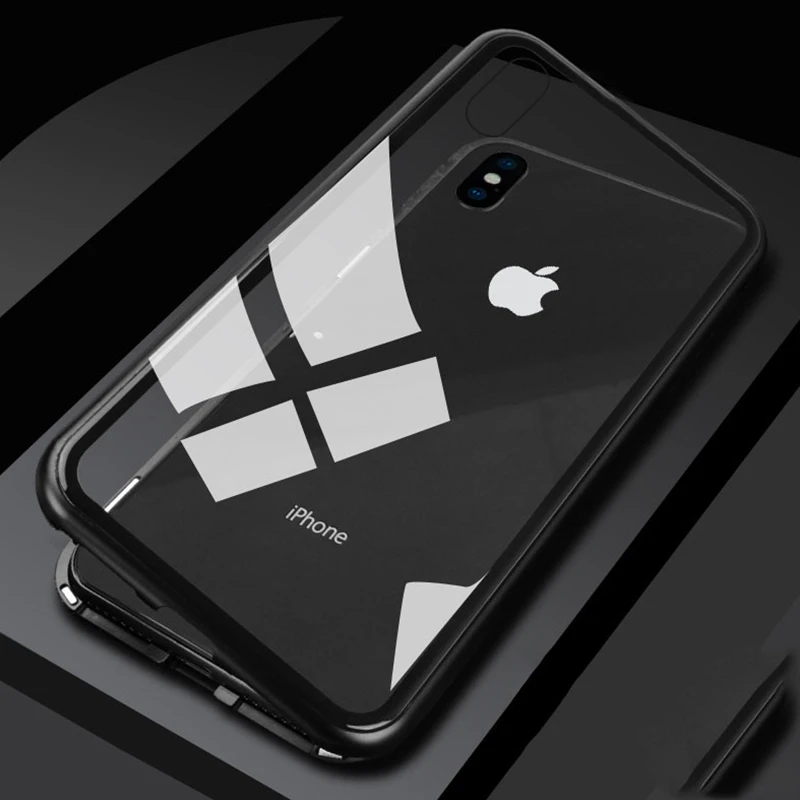 Магнитный адсорбционный чехол из закаленного стекла для телефона iPhone x xs max xr 6s 7 8 6