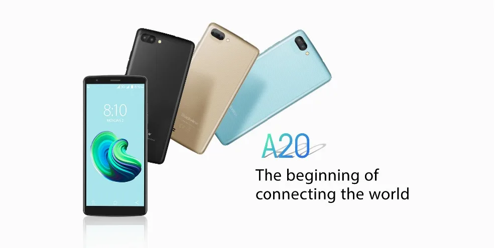 Смартфон Blackview A20 Android GO, двойная камера заднего вида, четыре ядра, 5,5 дюймов, 18:9, 3000 мАч, gps, 3G ram, 1 ГБ, 8 ГБ, мобильный телефон, телефон
