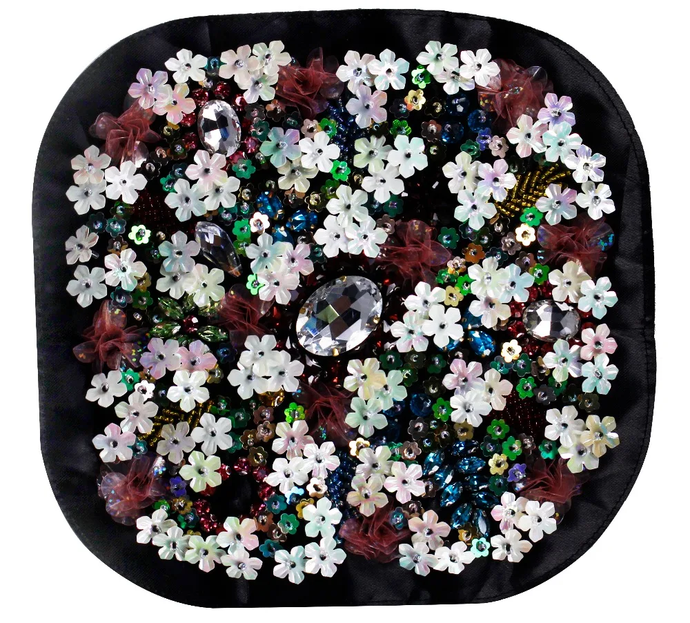 2 шт. ручная Цветочная вышивка стразы нашивки Аппликация из бисера пайетки мотивы