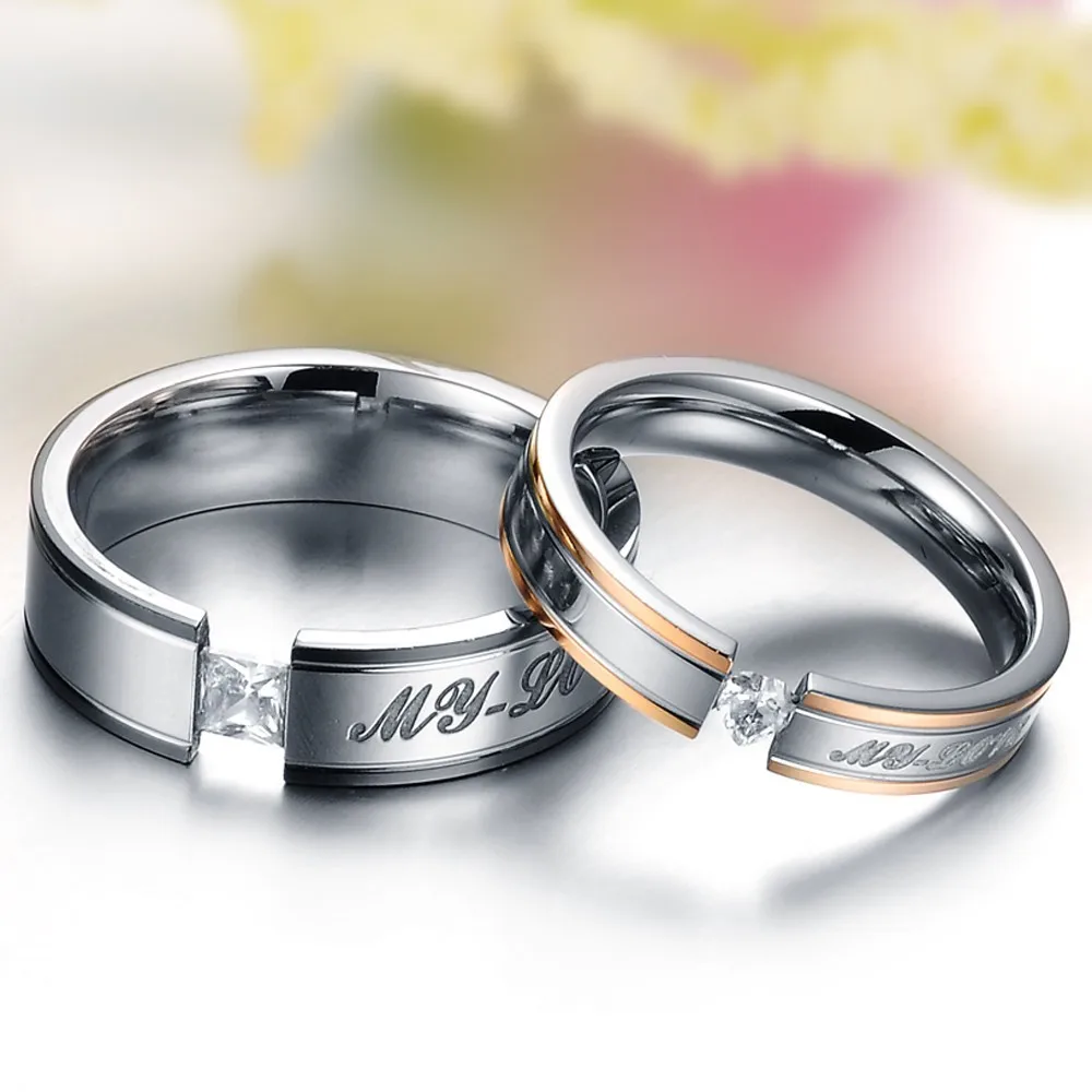 OUHE Trendy Silver Color Promise Couple Rings For Women Man Size 5-11 Holiday Gift Engagement Wedding Lovers Jewelry | Украшения и