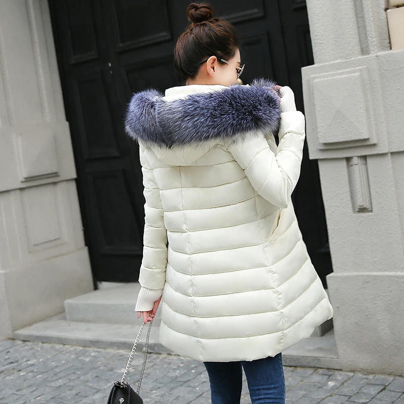 Winter Female Long Jacket New 2019 fashion Coat Women Fake Fur Collar Parkas Warm Down | Женская одежда
