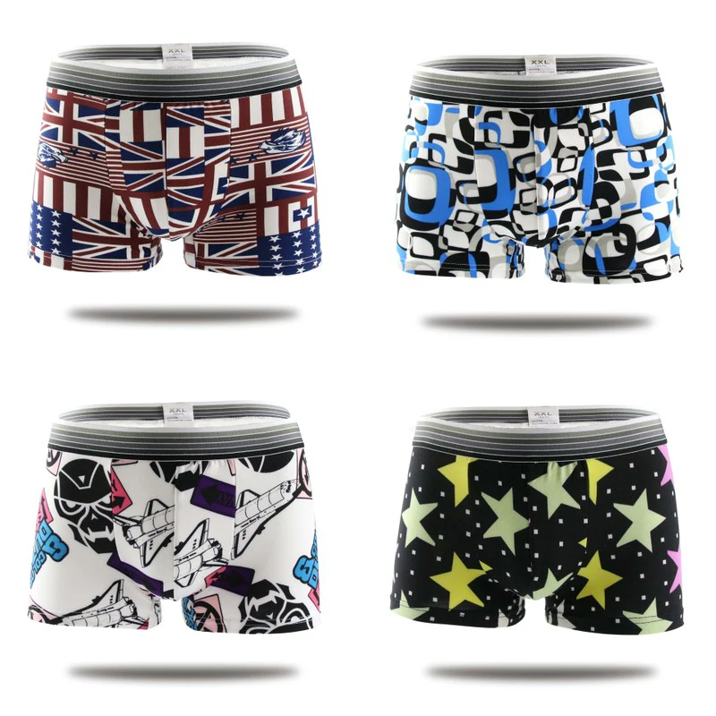 Мужские боксеры модные разноцветные с героями мультфильмов 4 шт./лот|Мужские