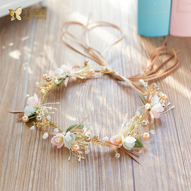 Великолепные жемчужные повязка Цветочный hairband женские изящные ювелирные
