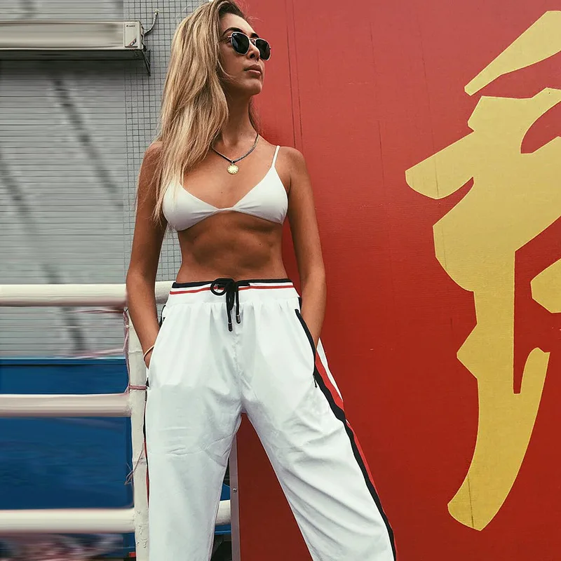 Повседневные длинные Pantalon Femme белые женские брюки для фитнеса Swea модные весенние