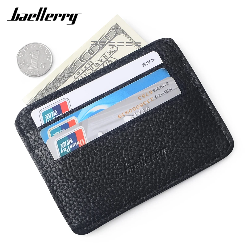 Супер тонкий маленький кошелек Baellerry для кредитных карт мужской кожаный