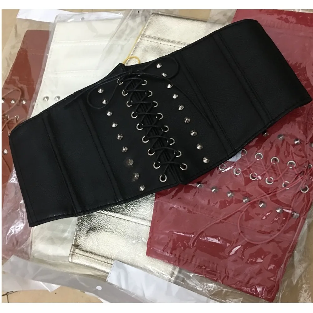 Женская Талия Тренер Широкий Пояс Корсет Кожаный Зашнуровать Бинты 2017 Новая