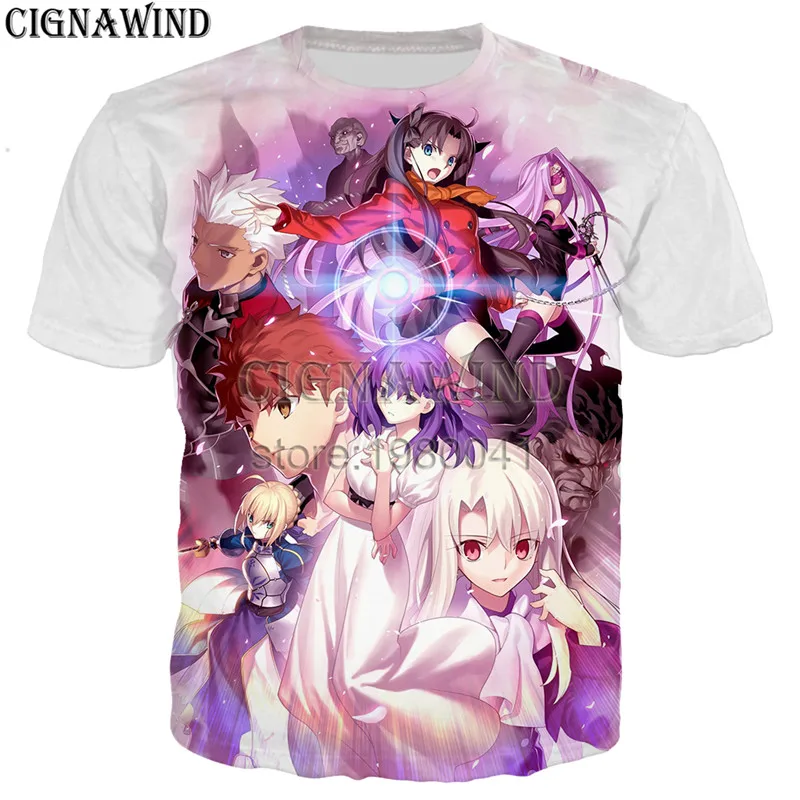 Новое поступление популярная аниме Fate Stay Night футболка для мужчин и женщин с 3D