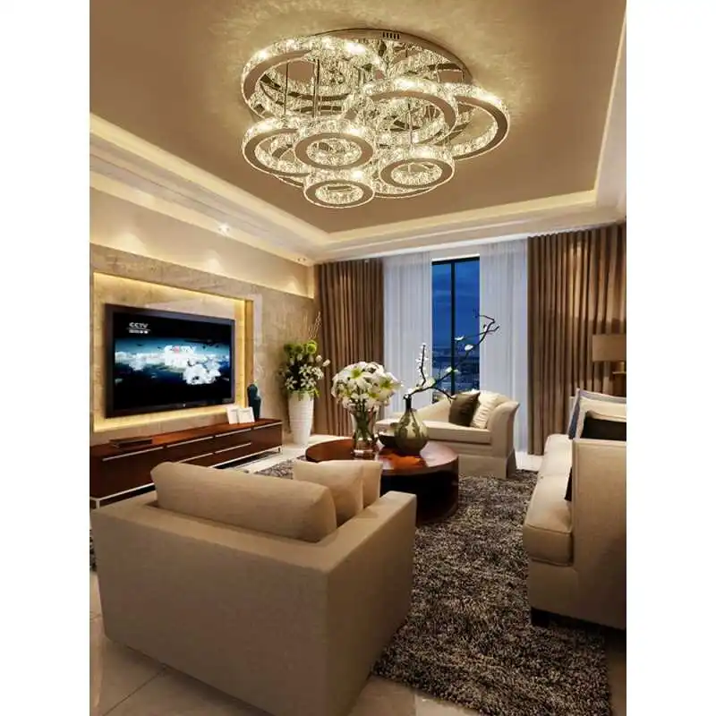 Современная светодиодная хрустальная люстра круглый светильник с утопленным