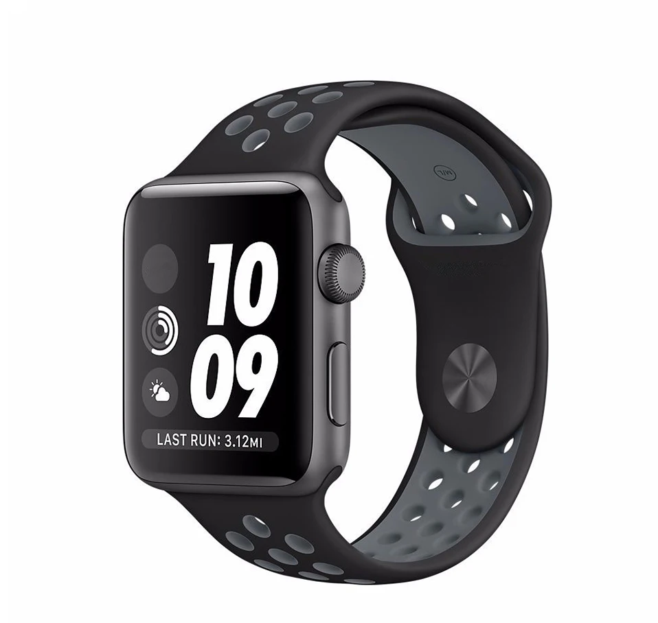ALANGDUO силиконовый ремешок для наручных часов Apple Watch серьезные 3/2/1 резиновый ленточный ремешок 38 мм/42 мм, спортивный браслет, сменный ремешок для наручных часов iWatch