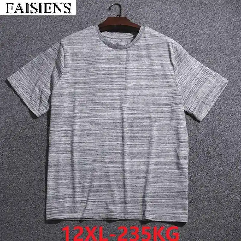 Большие размеры 11XL 12XL большие мужские полосатые футболки с коротким рукавом более размера летняя футболка хлопковые дышащие свободные 9XL 10XL Топы