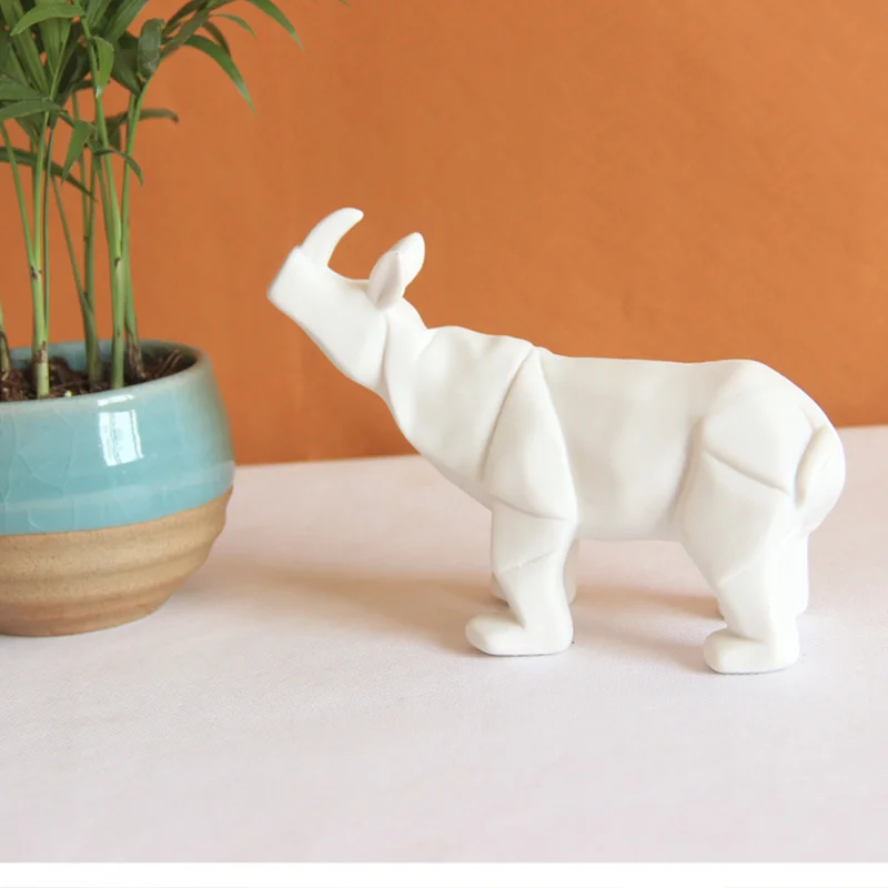 Modern ceramic geometric white rhinoceros statue abstract animal figurine Spanish bullfight sculpture home decor accessories | Дом и сад