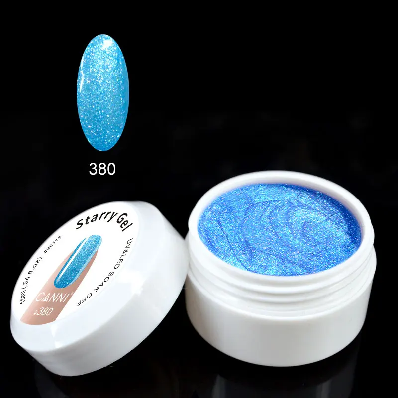 CANNI супер блеск УФ гель 24 цвета эффект замачивания гель для ногтей bling 15 мл жемчуг горячая Распродажа Салон Французский Звездный гель - Цвет: 380
