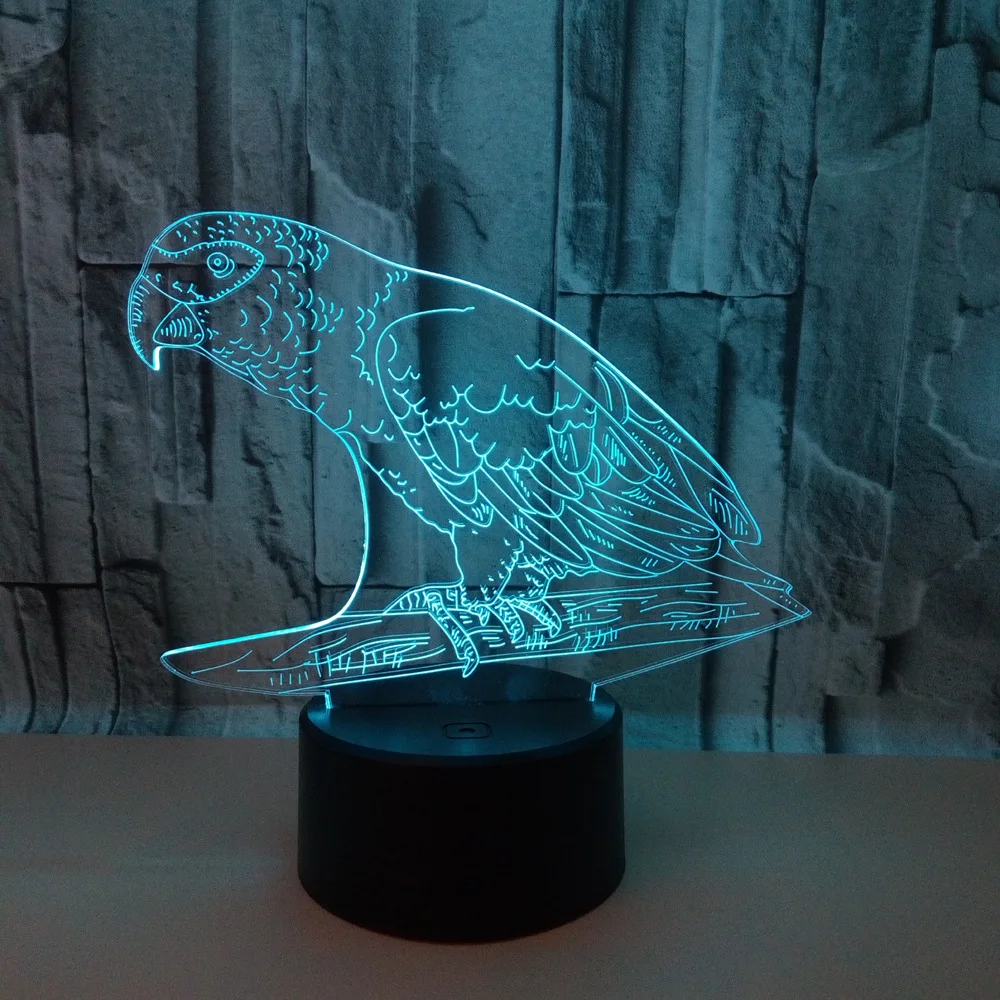 Parrot 3d настольная лампа красочный сенсорный пульт дистанционного управления Led Usb настольные лампы для гостиной Luminaria De Mesa 3d ночник