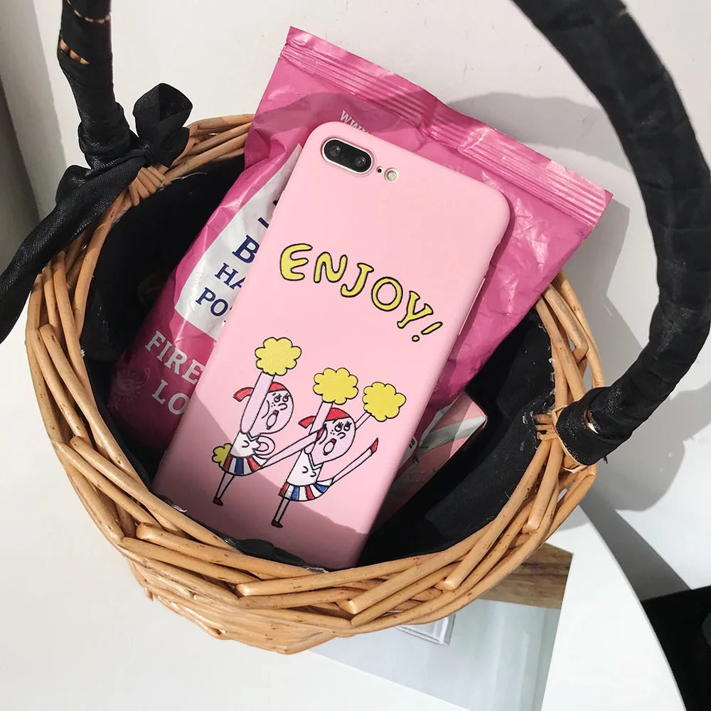 ETIMGA Роскошный чехол для iPhone 7 8 Plus PC матовый Emboss 6 6s PLus Cheerlead узор Крышка X | Мобильные