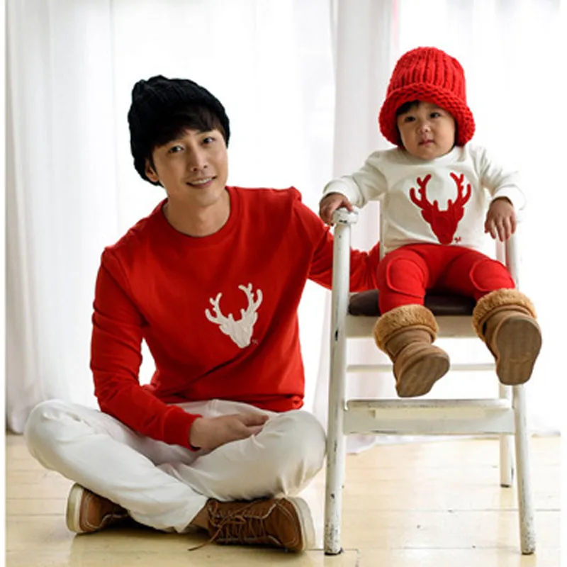 Футболка для всей семьи с рождественским оленем Одежда мамы и дочки папы ребенка