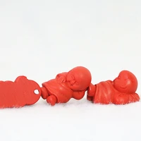 high quality synthetic red cinnabar 1525mm cute child baby monk pendant beads fit fashion jewelry making 5pcs b949