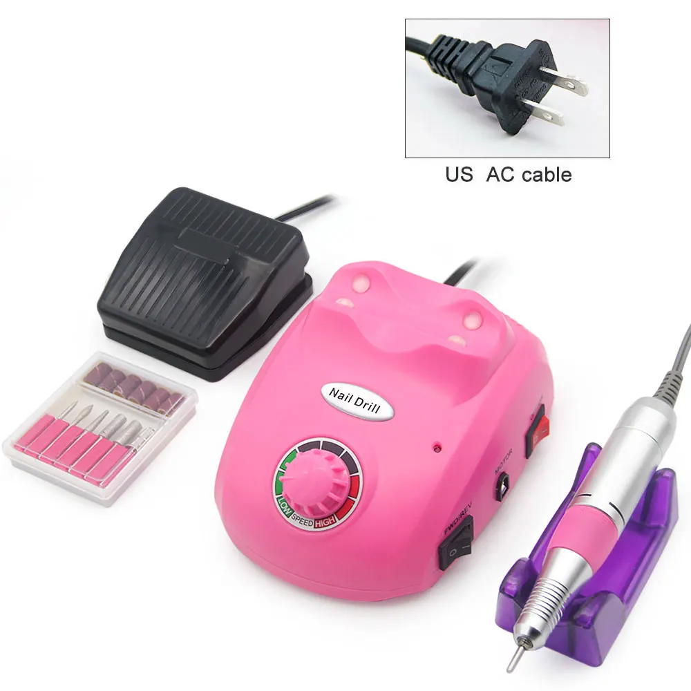 pink US plug Маникюр машина 30000 RPM Электрические ногтей машинка для маникюра для маникюр педикюр полировки ногтей электрический - Цвет: pink US plug