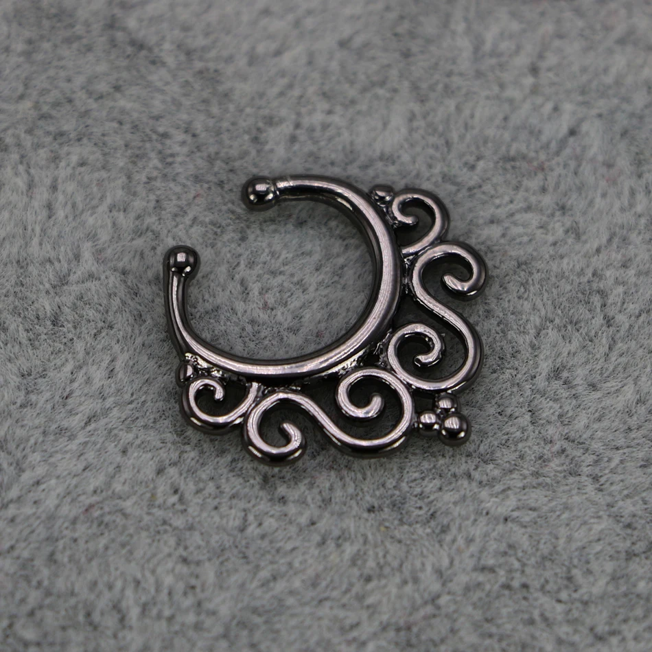 1 шт. новый пистолет черные Модные поддельные кольца для носа без пирсинг Септум