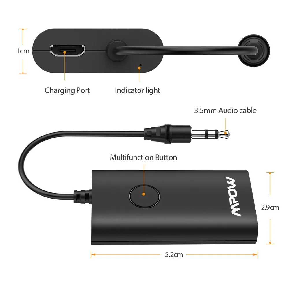 Беспроводной Bluetooth передатчик Mpow MBT17 аудио музыкальный адаптер с портом 3 5 мм/Aux