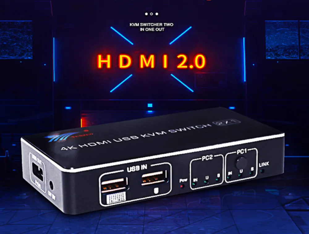 Hdmi2.0KVM переключатель 2 в 1 out cut one 4K мышь и клавиатура для совместного использования