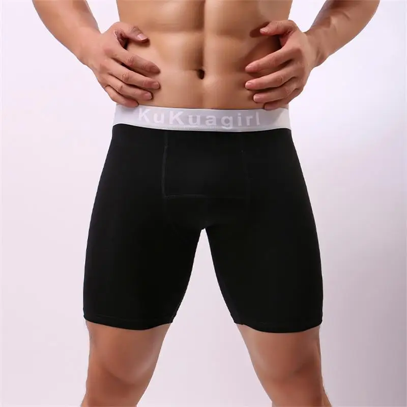 4Pcs Long Style Fashion Men Boxers Underpants Panties Comfortable Cotton Sexy Men Underwear Boxers Shorts 5XL