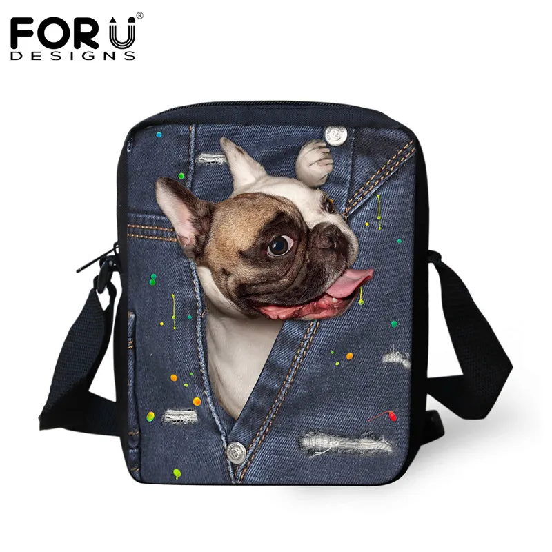 CC3324E FORUDESIGNS/Симпатичные животные кошка Для женщин Курьерские сумки класса люкс маленькая сумка через плечо для дам 3D джинсовый комбинезон с карманами; сумка Feminina - Цвет: CC3324E