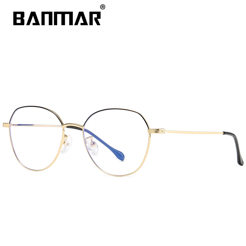 BANMAR Blue Light Blocking Glasses Unisex Round Computer Reading Glasses Readers Anti Glare Eyeglasses Blue Ray Glasses A2105 - Цвет оправы: BLACK GOLD