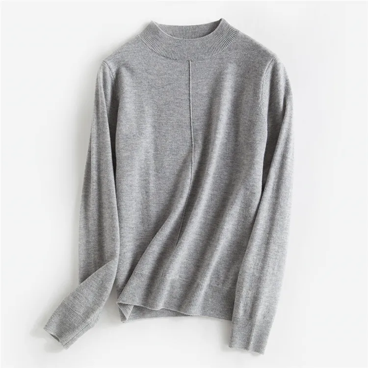 new fashion wool knit women half-high collar H-straight pullover sweater apricot 6colors M/L/XL | Женская одежда