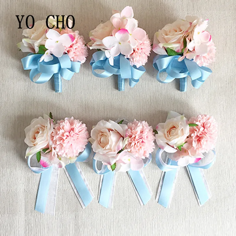 YO CHO Quinceanera Horizon синий Королевский и серебряный бутоньерка цветы на свадьбу или