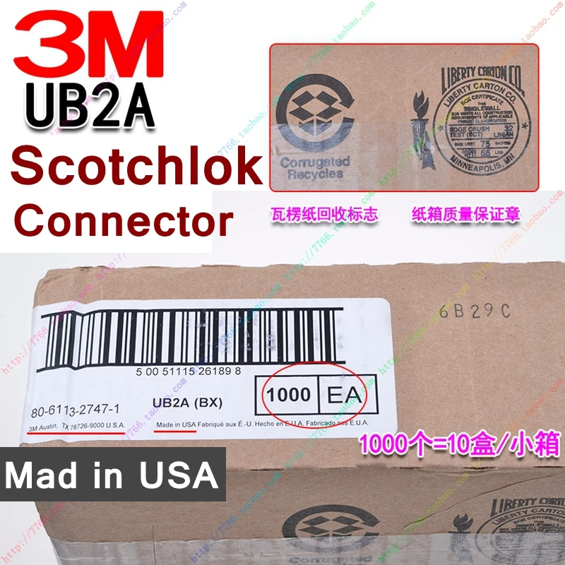 100% подлинный самозатягивающийся коннектор Scotchlok UB2A K4 1000 шт./лот 3M 2 провода 19 26AWG (0 9