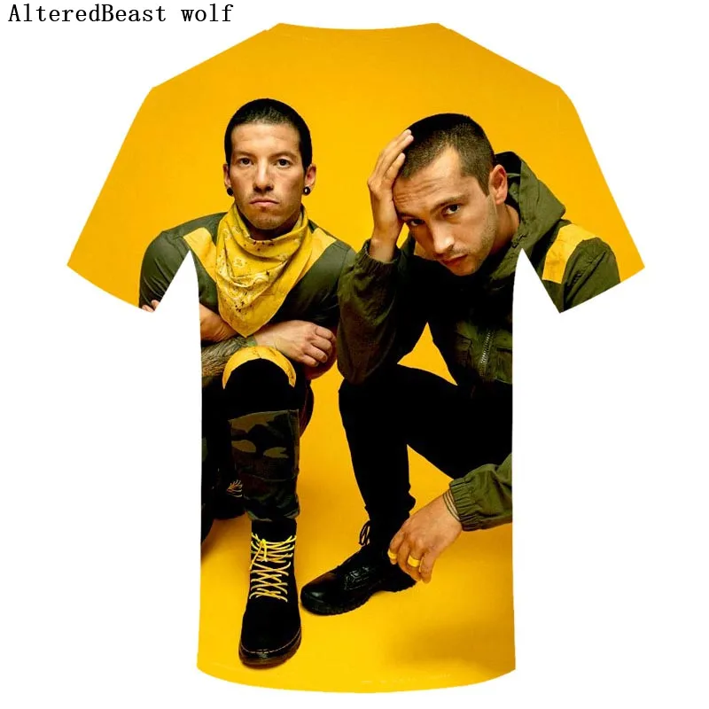 Twenty One Pilots летняя Новинка 3d футболка Homme с принтом рок-группы 3D футболка с короткими рукавами и круглым вырезом хипстерская Мужская футболка
