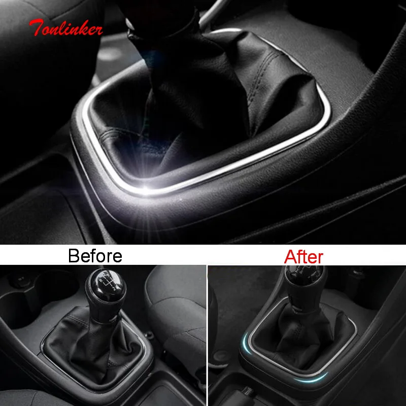 

Tonlinker Gear edge position Cover Sticker For Volkswagen POLO MT 2013-18 Car styling 1 PCS Stainless Steel Cover Sticker