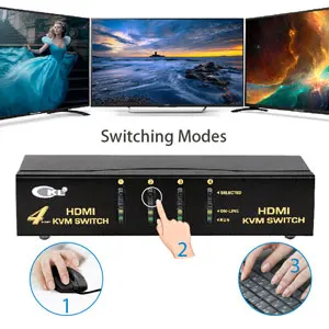 CKL USB HDMI KVM переключатель с 4 портами без кабеля ПК МОНИТОР клавиатура мышь