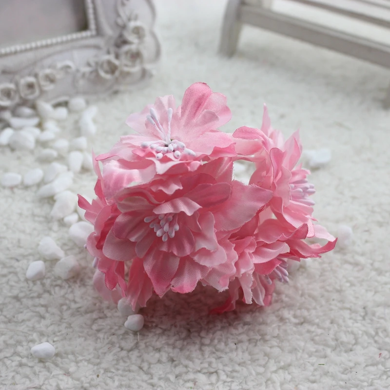 12 шт./лот недорогой букет из искусственных шелковых лилий с градиентом 4 5 см для