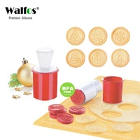 walfos 6 piecesset cartoon stamps moulds christmas tree cookie tools cake decoration bakeware kitchen gadgets accessories