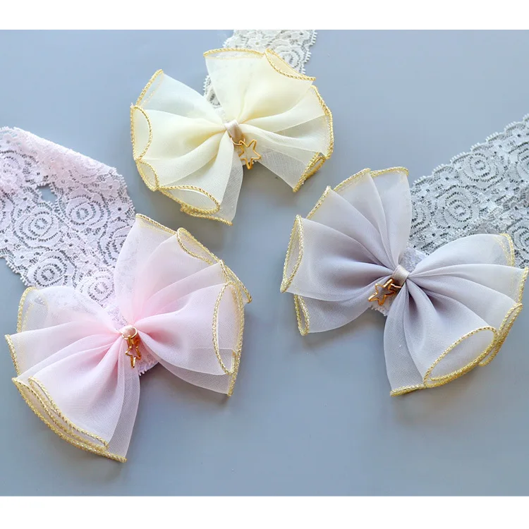 

Boutique 15pcs Fashion Cute Gauze Bow Soft Hairbands Solid Bowknot Floral Lace Headbands Princess Headwear Hair Accessories