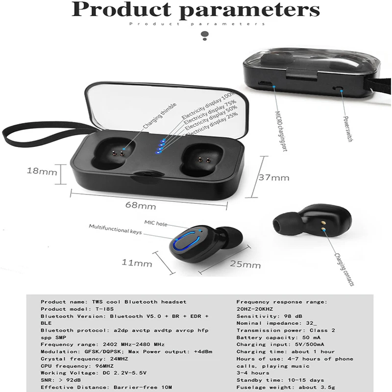

TWS Fingerprint Touch Bluetooth Earphones, HIFI Stereo Wireless Headphones,Noise Cancelling Gaming Headse