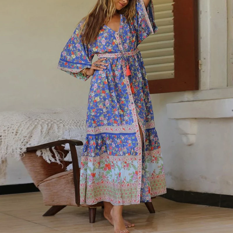 Женское платье женское пляжное Лето 3/4 рукав Купальники Модные свободные