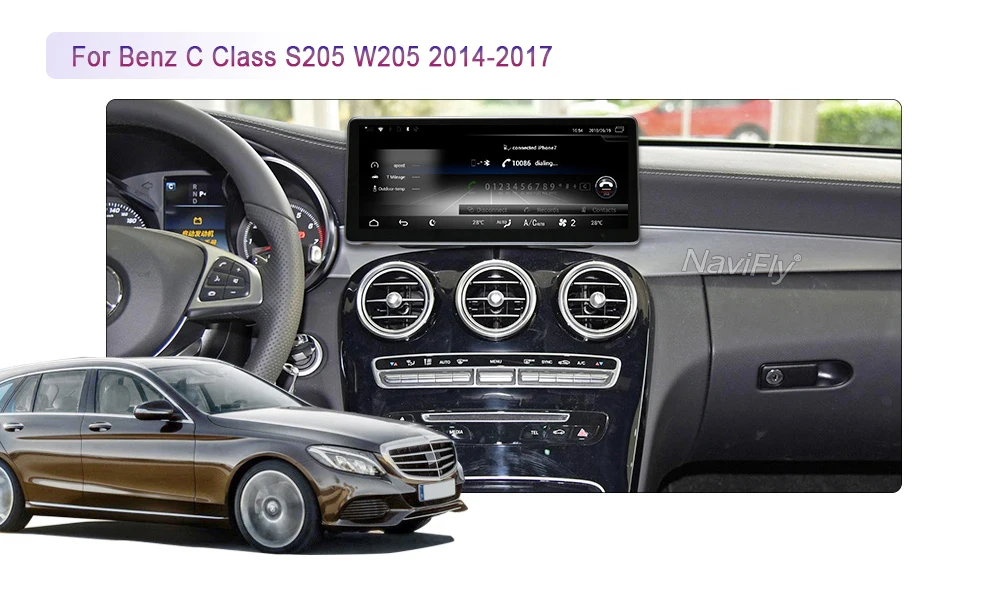 NaviFly 10,25 ''полный сенсорный Автомобильный gps Мультимедиа для Benz C Class S205 W205- поддержка оригинальная автомобильная информация SWC