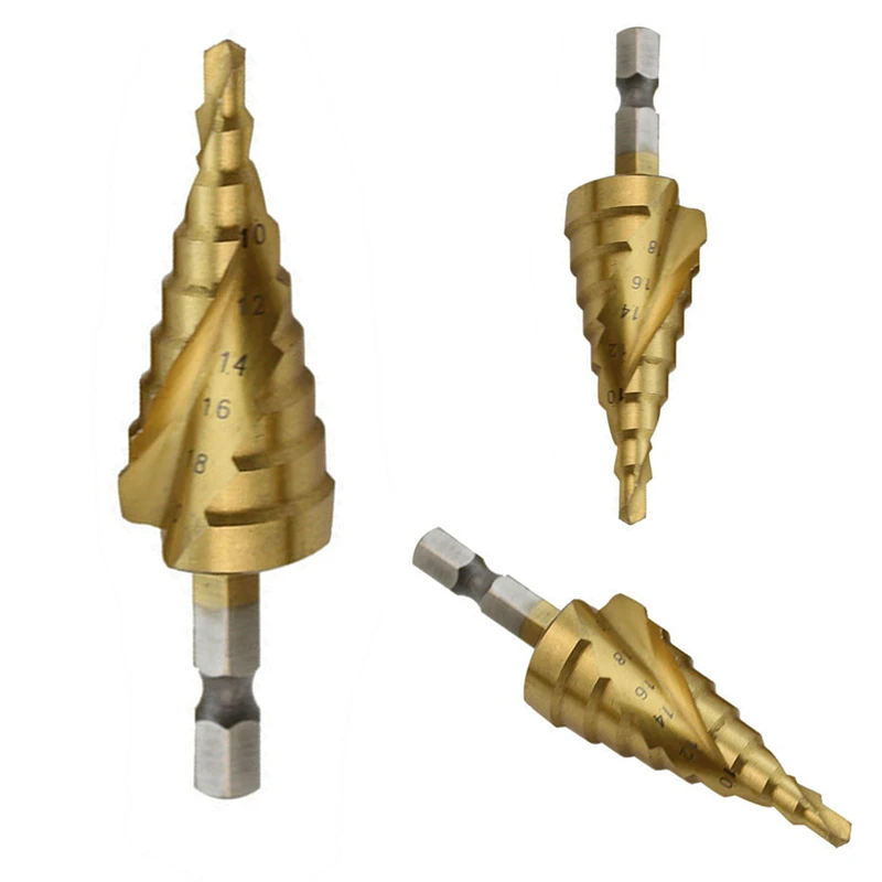 3 шт. HSS Спиральный Конус с титановым покрытием металлический сердечник Шаг
