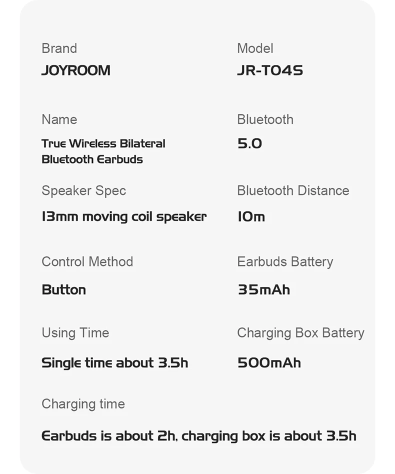 Joyroom JR-T04S TWS наушники Bluetooth V5.0 настоящие Беспроводные наушники с 500 мАч зарядной коробкой 6D стерео гарнитура наушники