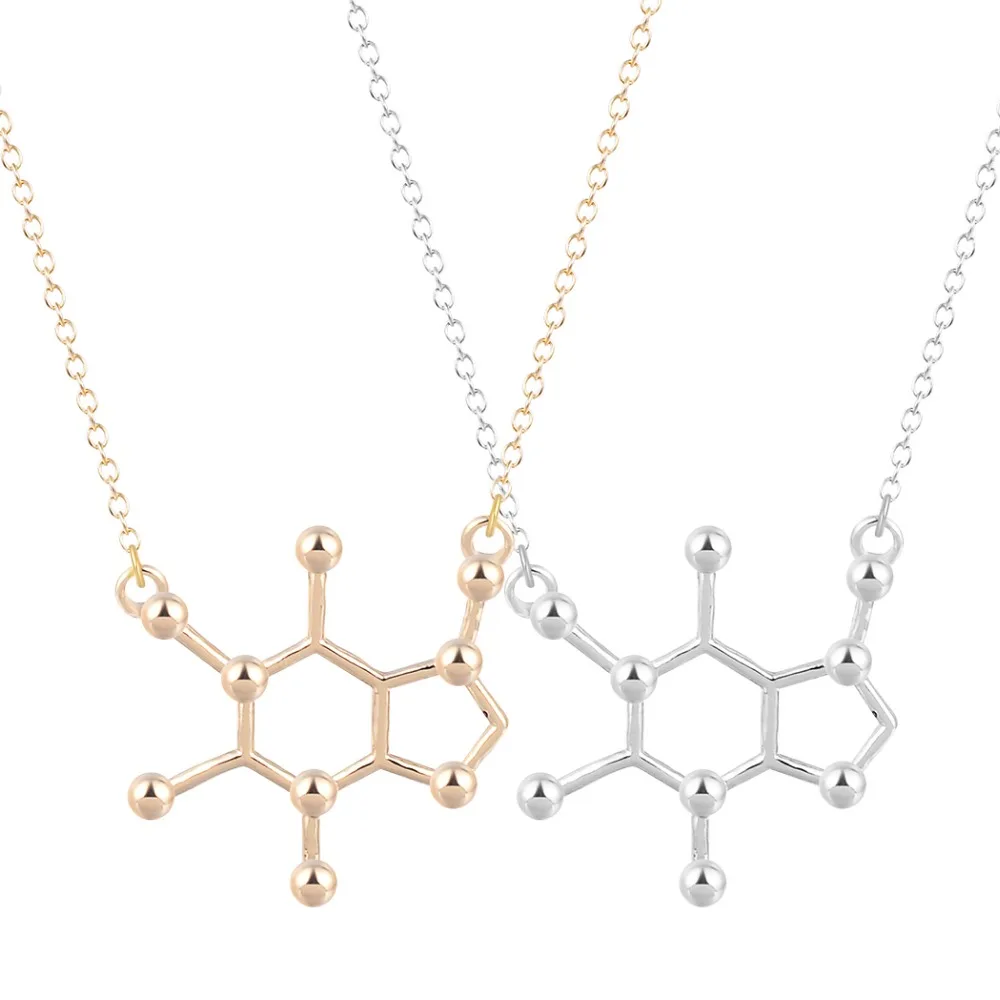 QIAMNI уникальная простая Геометрическая цепочка с кулоном из молекулы кофеина