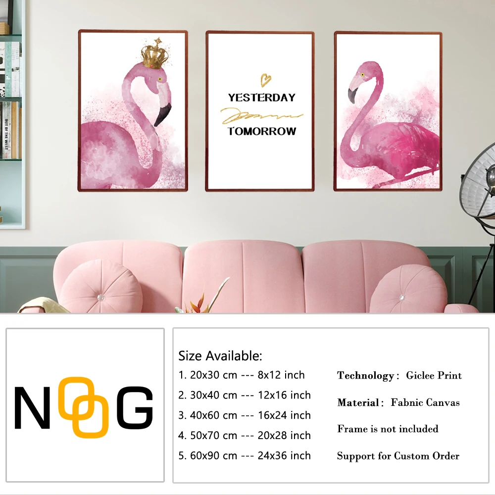 IOIOI Розовый фламинго настенный художественный постер настенные фотографии