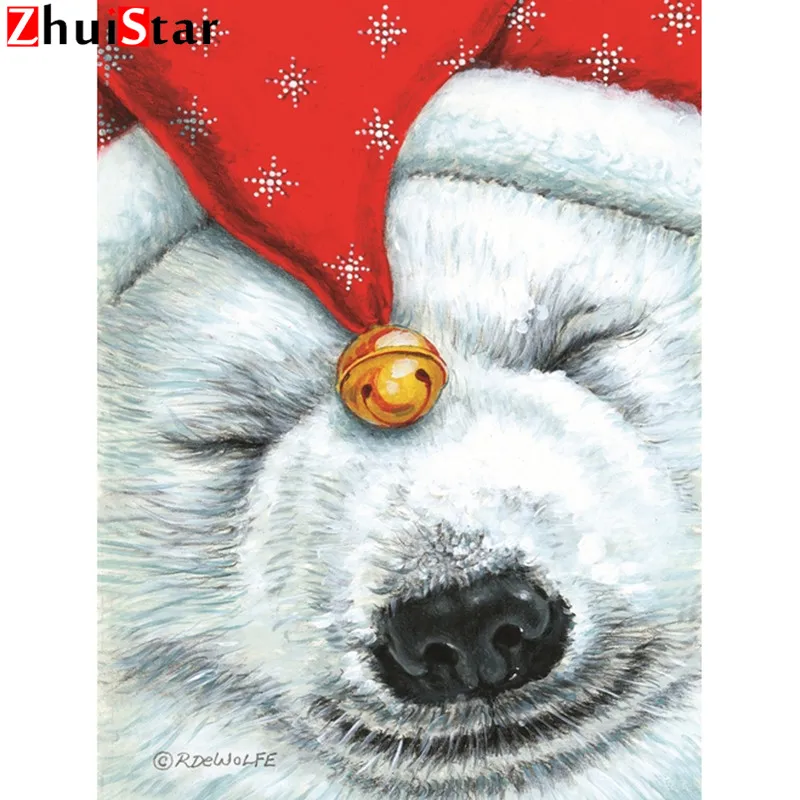 Полная Алмазная квадратная 5D DIY алмазная живопись &quotбольшой белый медведь&quot