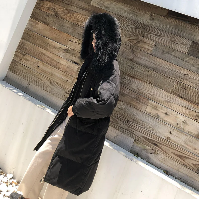 Зимние теплые Для женщин длинный пуховик 2018 г. Новая Женская Корейская свободная