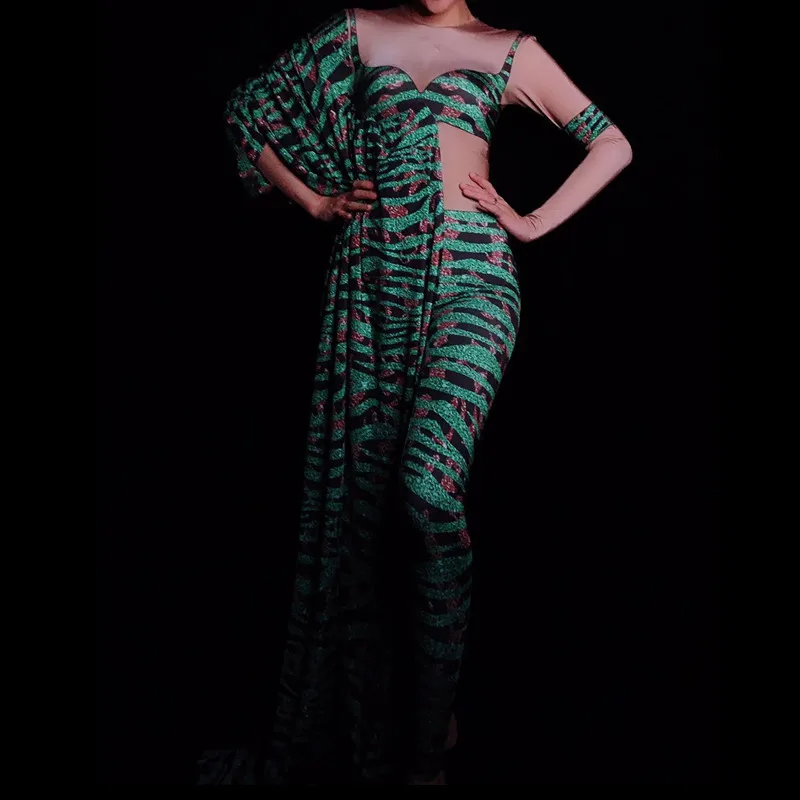 

Nightclub Women Performance Slim Bodysuits Sexy Nightclub Party Strapless Women Stretch Skinny Jumpsuits Stage Costumes Clothes