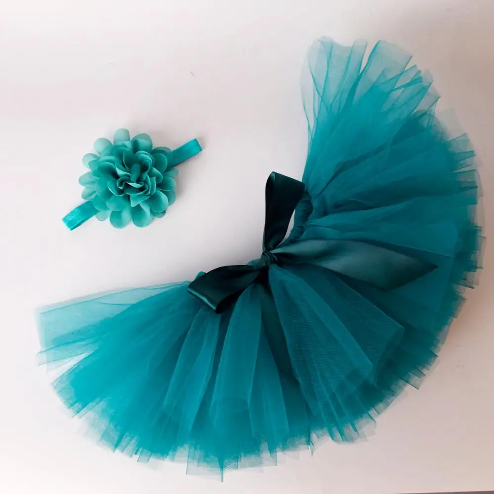 Solid Baby Girls Fluffy Tutu Skirt & Headband Set Newborn Photo Prop Costume Infant Birthday Tulle Tutus For 0-12M