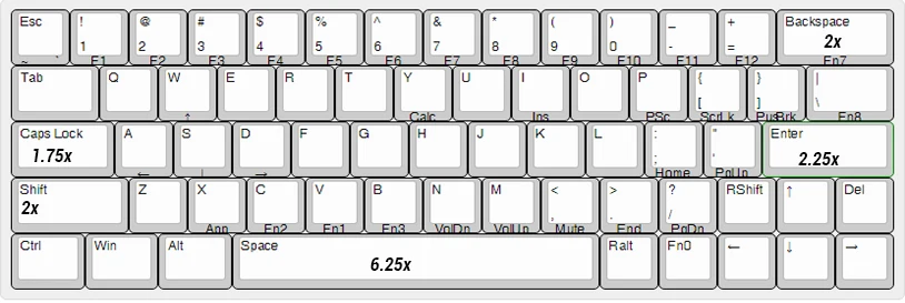 2u Shift 64 YMDK 60% YD60MB 64 программируемые под свечение RGB Led PCB пластины стабилизаторы для DIY механическая клавиатура обмена GH60 64 - Цвет: 2u Shift 64